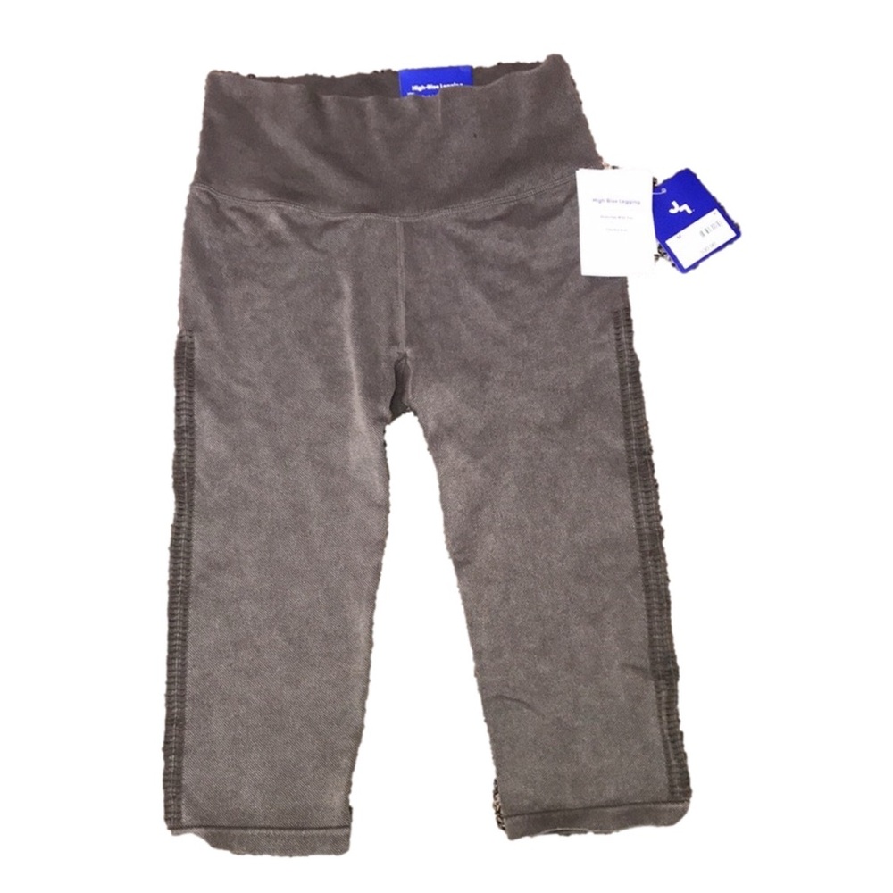 JoyLab High Rise Cropped Rib Knit Mesh Side Active Leggings Gray | NWT! - Picture 3 of 9